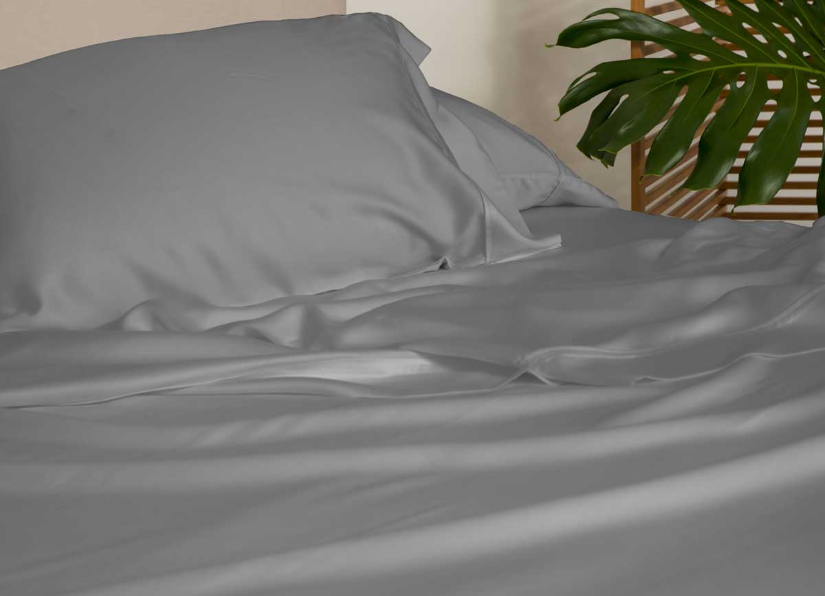 Lifestyle of ARCTIC AIRE•MAX Sheet Set shown in Charcoal #choose-your-color_charcoal