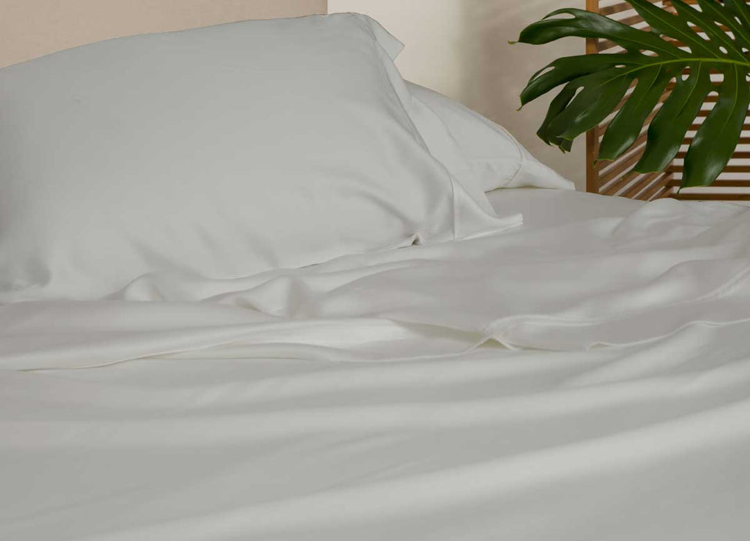 Lifestyle of ARCTIC AIRE•MAX Sheet Set shown in Denim #choose-your-color_silver