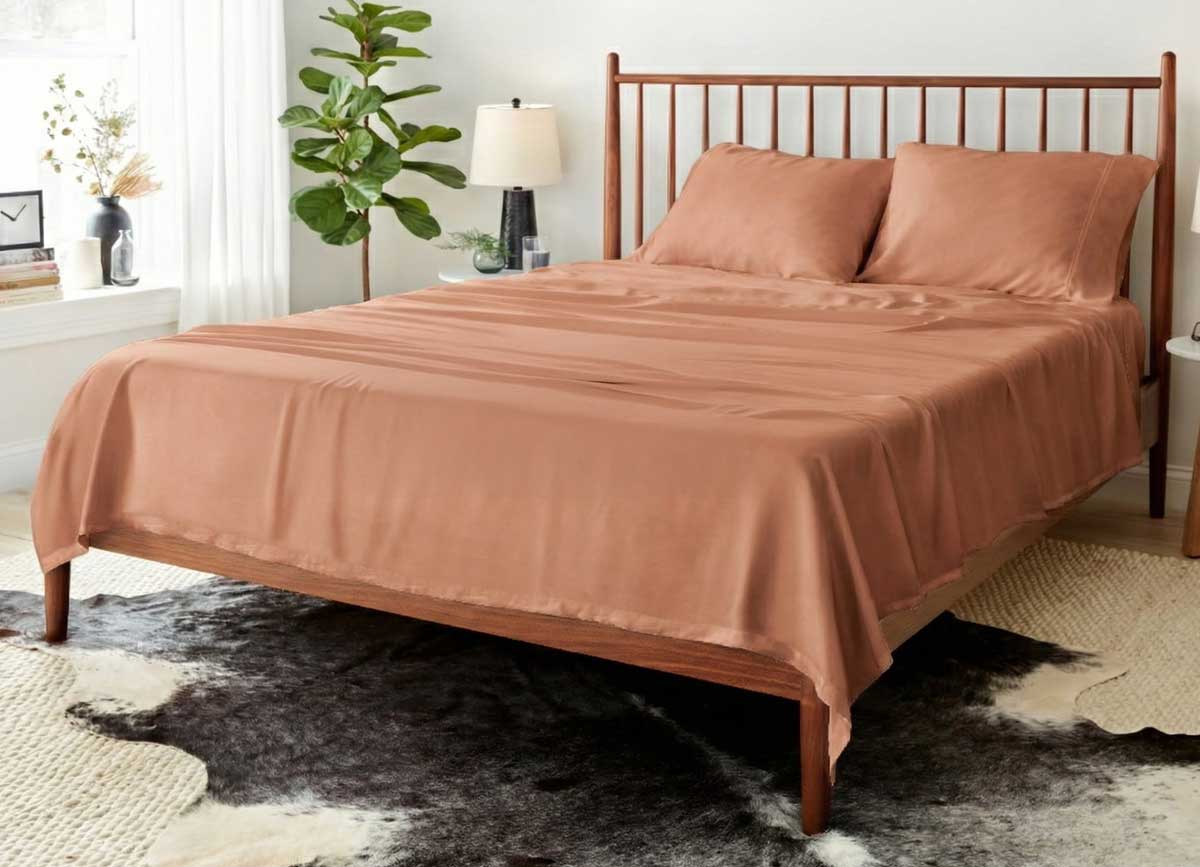 Lifestyle of ARCTIC AIRE•MAX Sheet Set shown in Sunlit Sienna #choose-your-color_sunlit-sienna