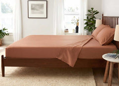 Lifestyle of ARCTIC AIRE•MAX Sheet Set shown in Sunlit Sienna #choose-your-color_sunlit-sienna