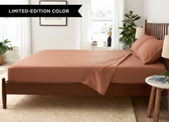 Lifestyle of ARCTIC AIRE•MAX Sheet Set shown in Sunlit Sienna #choose-your-color_sunlit-sienna