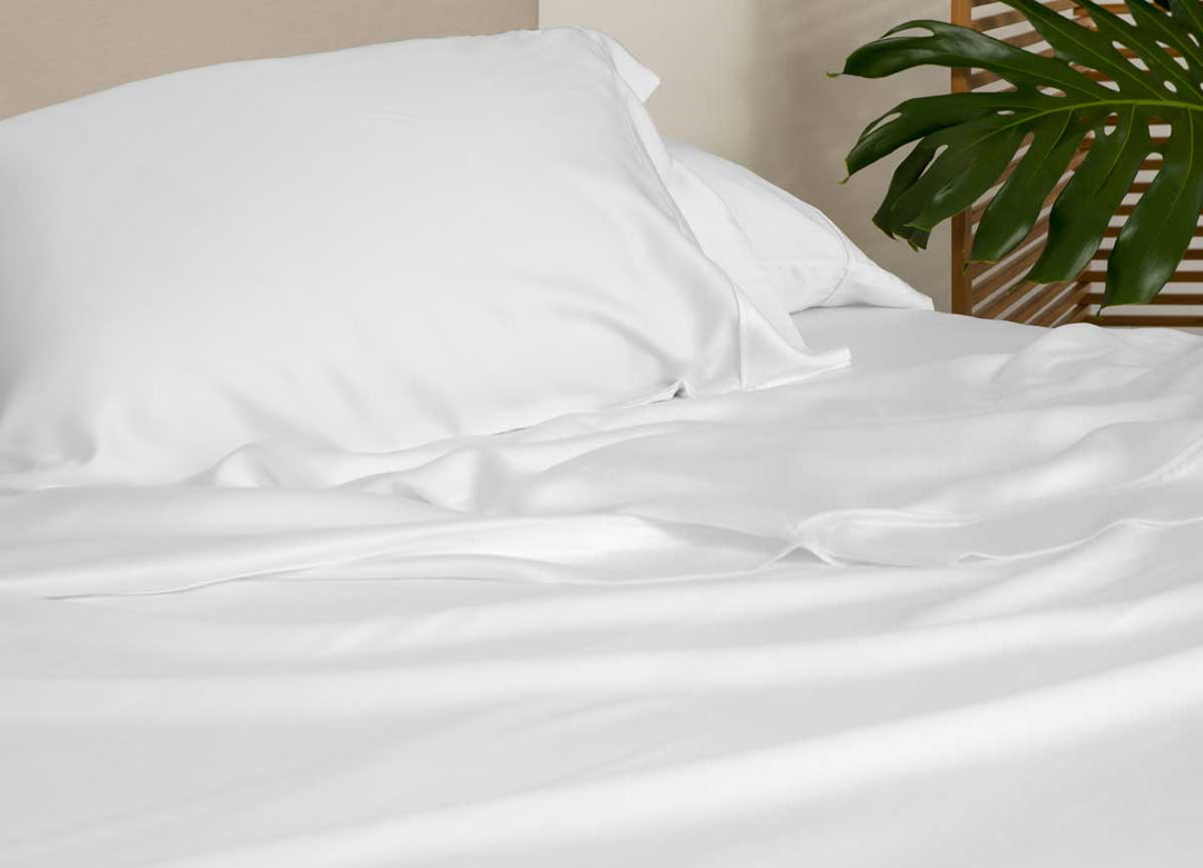 Lifestyle of ARCTIC AIRE•MAX Sheet Set shown in Denim #choose-your-color_white