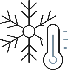 Cooling Icon with snowflake and thermometer 