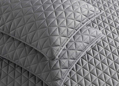 Arctic Diamond Coverlet and Shams in Charcoal in bedroom environment. #choose-your-color_charcaoal