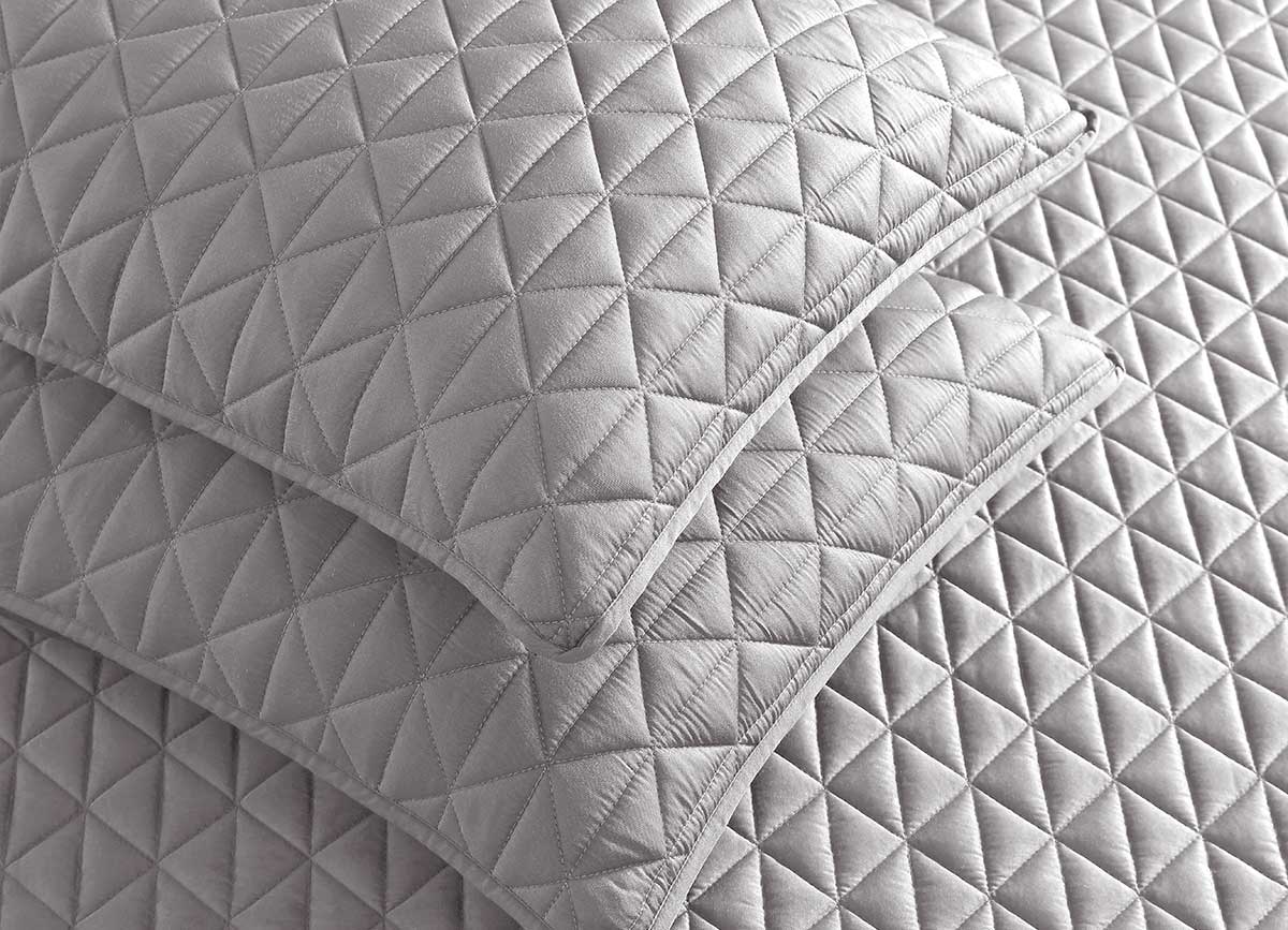 Arctic Diamond Coverlet and Shams shown in Silver. #choose-your-color_silver