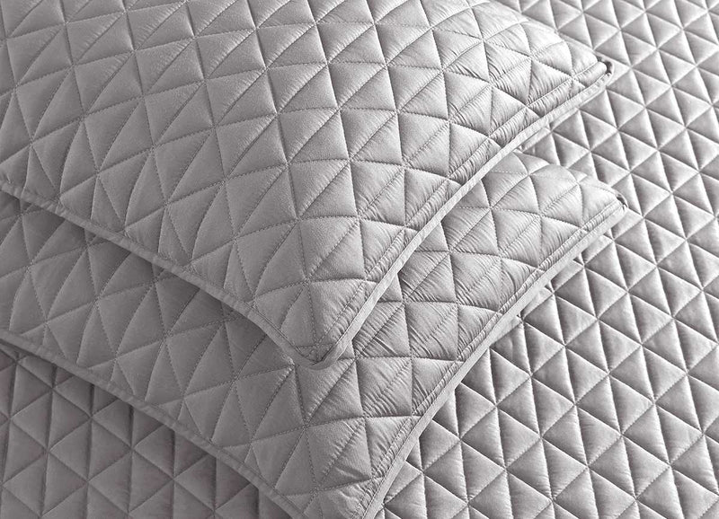 Arctic Diamond Coverlet and Shams shown in Silver. #choose-your-color_silver