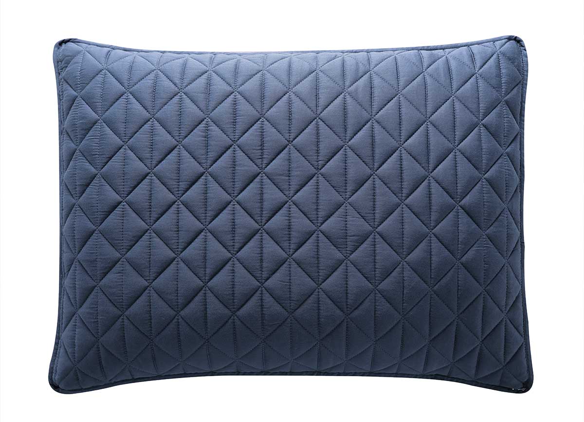 Arctic Diamond Coverlet Sham shown in Navy on white background. #choose-your-color_navy