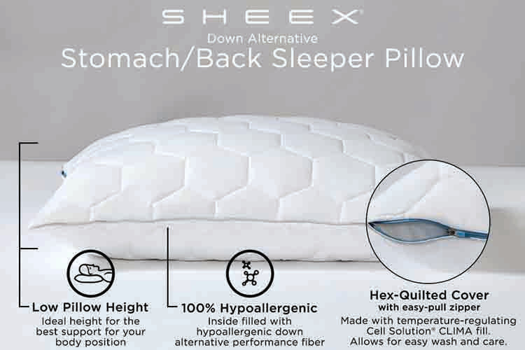 Infographic of Original Performance Down Alternative Stomach/Back Sleeper Pillow