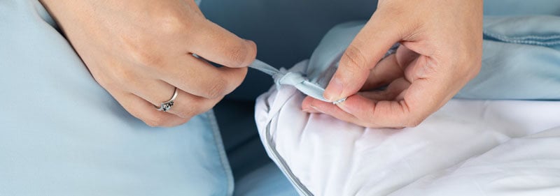 Cooling Duvet Cover Being Tied