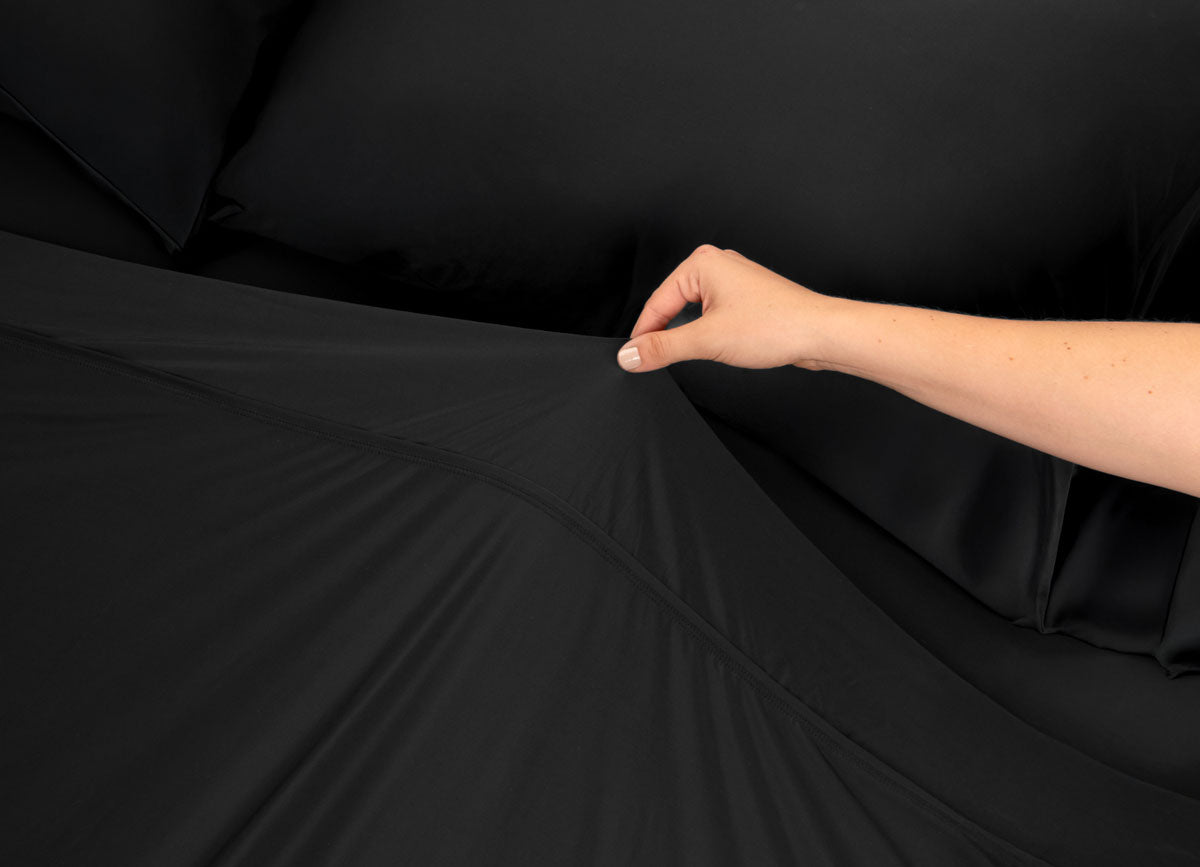 Detail image of Nightfall Flat Sheet shown in Black Eclipse #choose-your-color_black-eclipse
