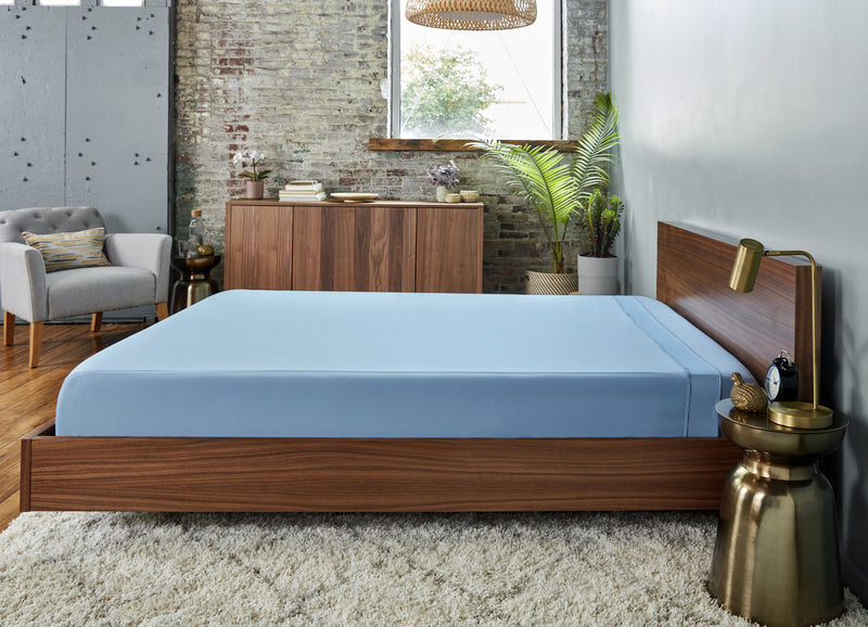 Original Performance flat sheet shown in Carolina Blue. #choose-your-color_carolina-blue