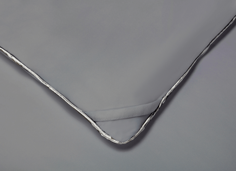 Graphite Original Performance All Season Comforter detail shot showing the duvet cover ties.