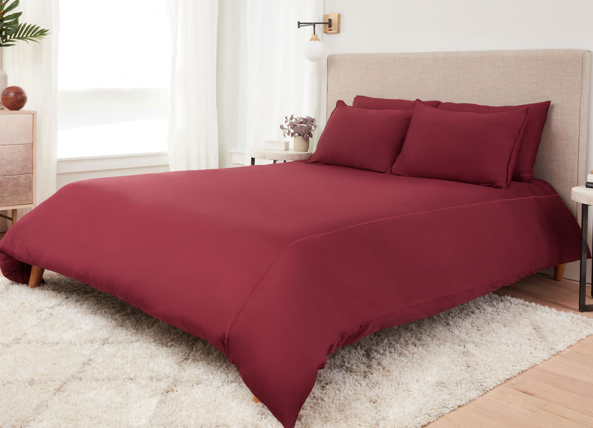 Garnet Sheet Sets on bed in room #choose-your-color_garnet