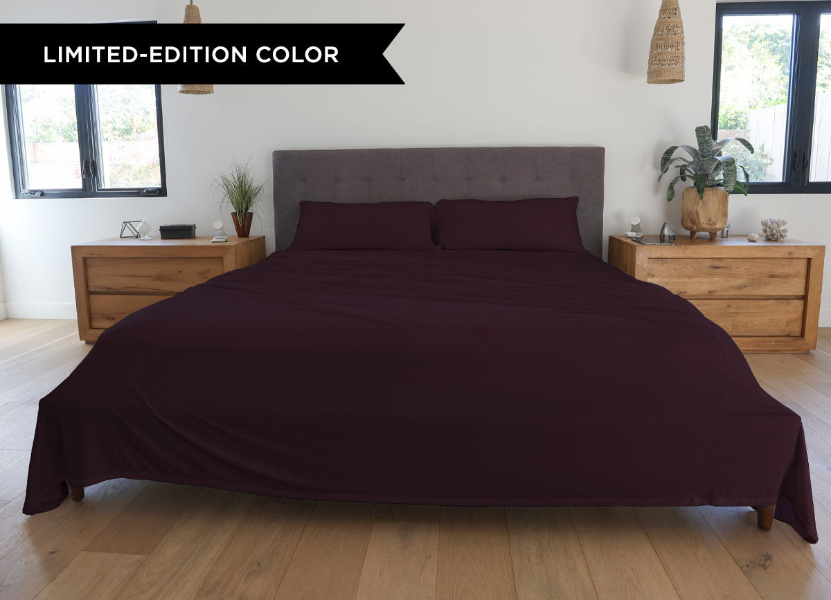 Original Performance Sheet Set Lifestyle Image Shown in Winterberry #choose-your-color_winterberry