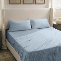 Active Comfort Sheet Set shown on bed #choose-your-color_blue-sky