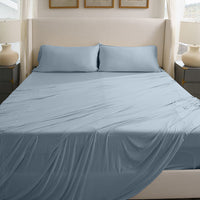 Active Comfort Sheet Set shown on bed #choose-your-color_blue-sky