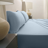 Active Comfort Sheet Set shown on bed #choose-your-color_blue-sky
