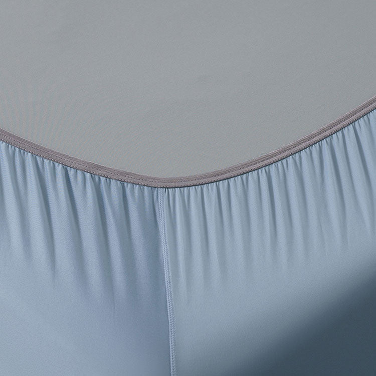 Detail shot of Active Comfort Sheet Set shown on bed #choose-your-color_blue-sky