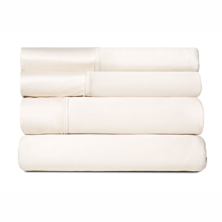 Active Comfort Sheet Set shown in stack #choose-your-color_parchment