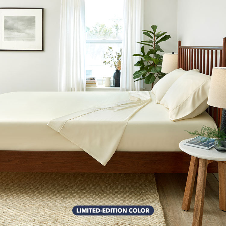 Lifestyle of ARCTIC AIRE•MAX Sheet Set shown in Morning Ivory #choose-your-morning_ivory