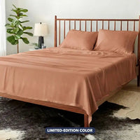 Lifestyle of ARCTIC AIRE•MAX Sheet Set shown in Sunlit Sienna #choose-your-color-sunlit-sienna