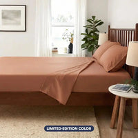 Lifestyle of ARCTIC AIRE•MAX Sheet Set shown in Sunlit Sienna #choose-your-color-sunlit-sienna