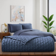 Arctic Diamond Coverlet shown in Navy. #choose-your-color_navy