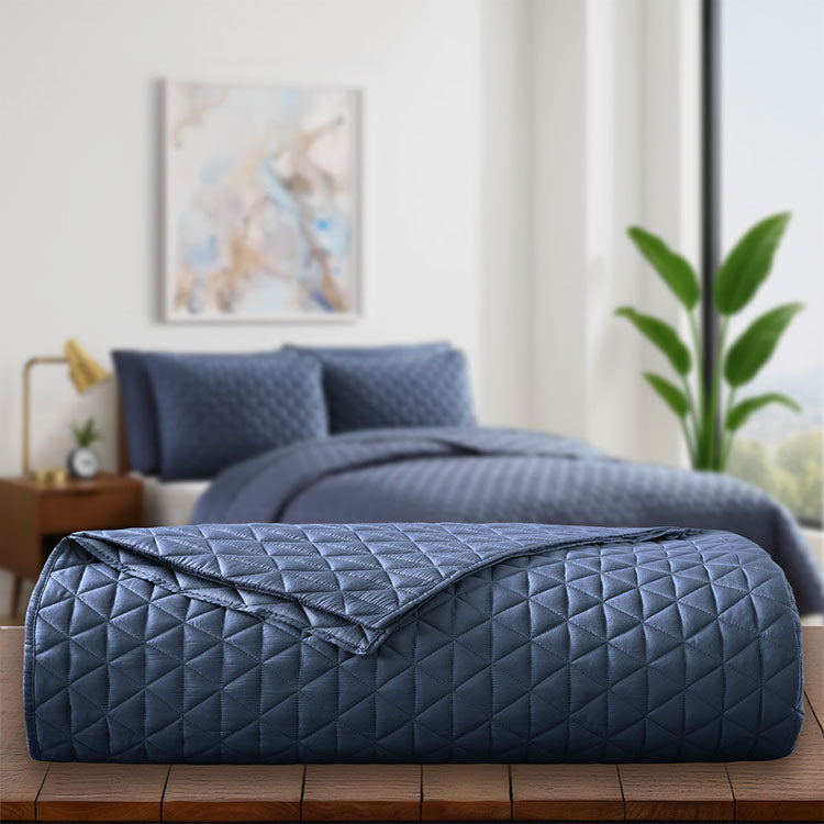 Arctic Diamond Coverlet shown in Navy. #choose-your-color_navy
