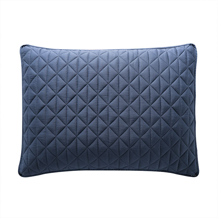 Arctic Diamond Coverlet Sham shown in Navy on white background. #choose-your-color_navy