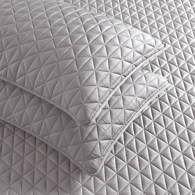 Arctic Diamond Coverlet and Shams shown in Silver. #choose-your-color_silver