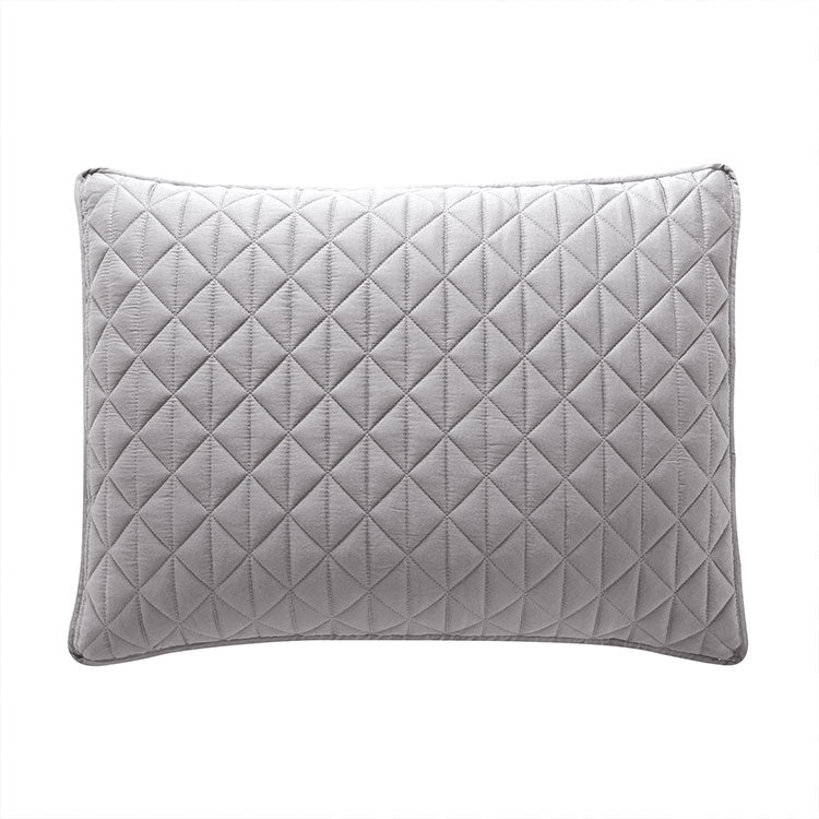 Arctic Diamond Coverlet Sham shown in Silver on white background. #choose-your-color_silver