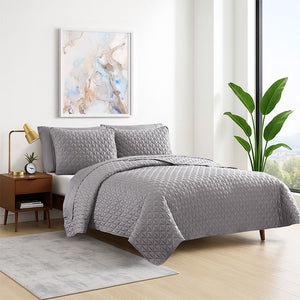Arctic Diamond Coverlet Set in Silver in bedroom environment. #choose-your-color_silver