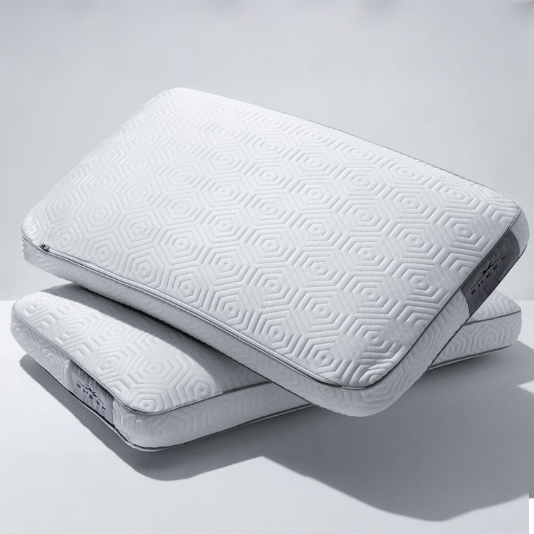 Two Infinite Zen pillows stacked together. On a grey background.