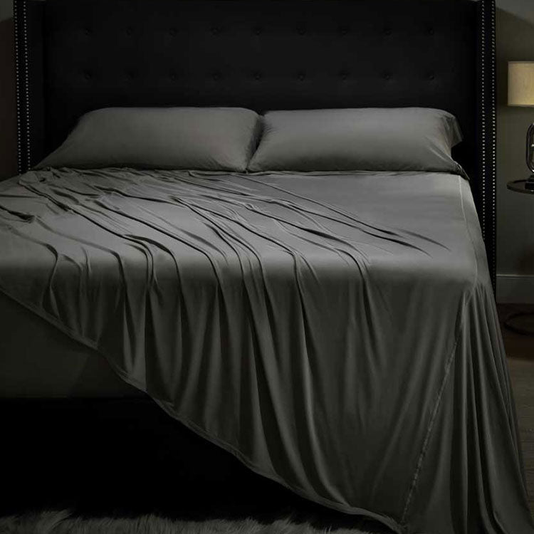Midnight Label Sheet Set on bed #choose-your-color_stone