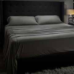 Midnight Label Sheet Set on bed #choose-your-color_stone