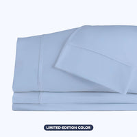 Nightfall Sheet Sets shown in stack #choose-your-color_blue-mist