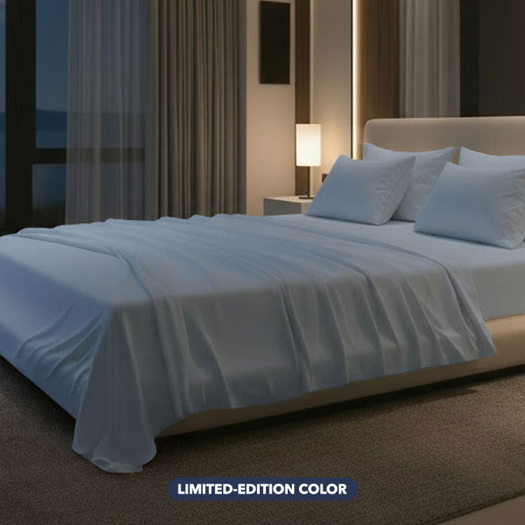 Nightfall Sheet Sets shown bedroom.
#choose-your-color_blue-mist