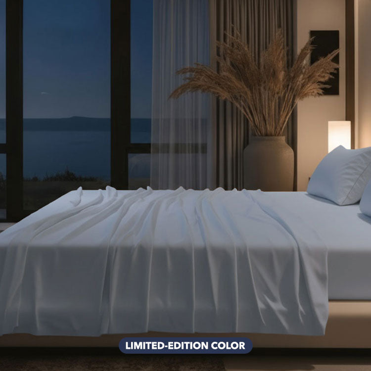 Nightfall Sheet Sets shown bedroom.
#choose-your-color_blue-mist