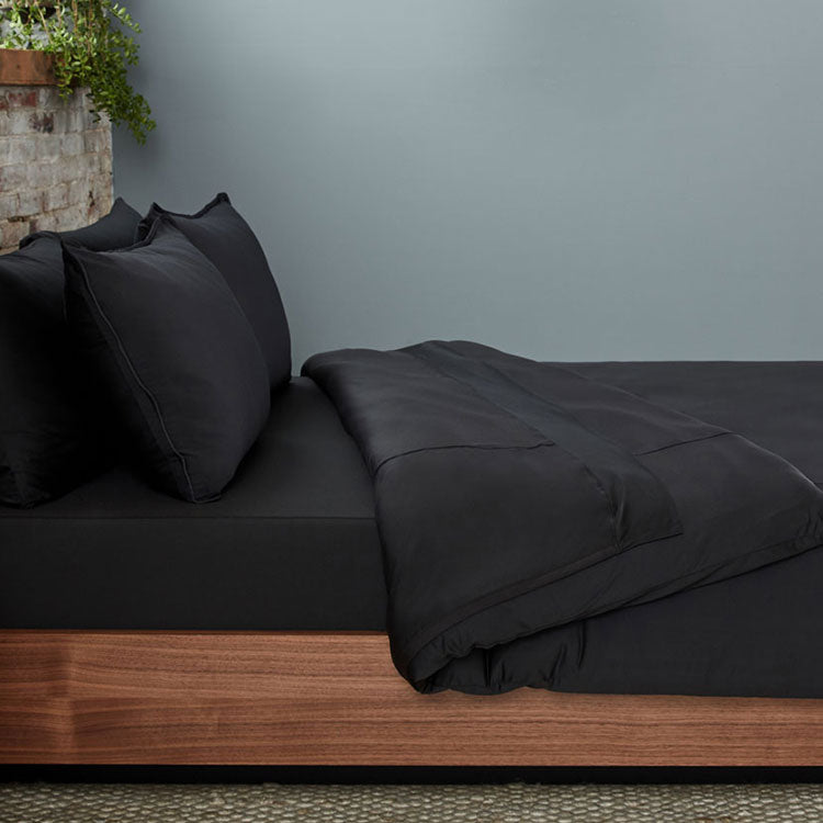 Black  Duvet Cover on bed in room #choose-your-color_black