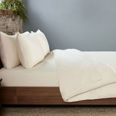 Ecru  Duvet Cover on bed in room #choose-your-color_ecru