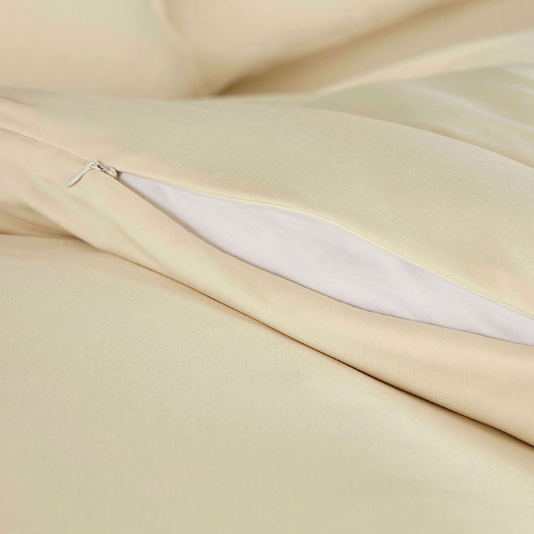 Ecru Duvet Cover close up of hidden zipper #choose-your-color_ecru