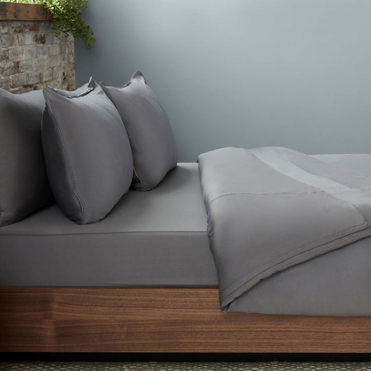 Graphite  Duvet Cover on bed in room #choose-your-color_graphite