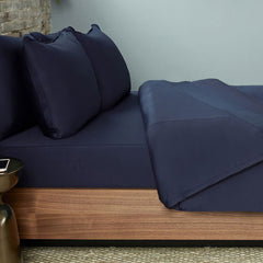 Navy  Duvet Cover on bed in room #choose-your-color_navy