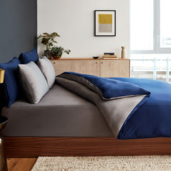 Duvet cover on bed in bedroom environment #choose-your-color_navy-graphite