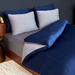 Duvet cover on bed in bedroom environment #choose-your-color_navy-graphite