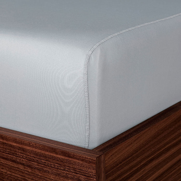 Original Performance Fitted Sheet on bed in Pearl Blue #choose-your-color_pearl-blue
