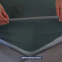 Fresh Meadow fitted sheet shown on deep pocket mattress bed in bedroom environment. #choose-your-color_fresh-meadow