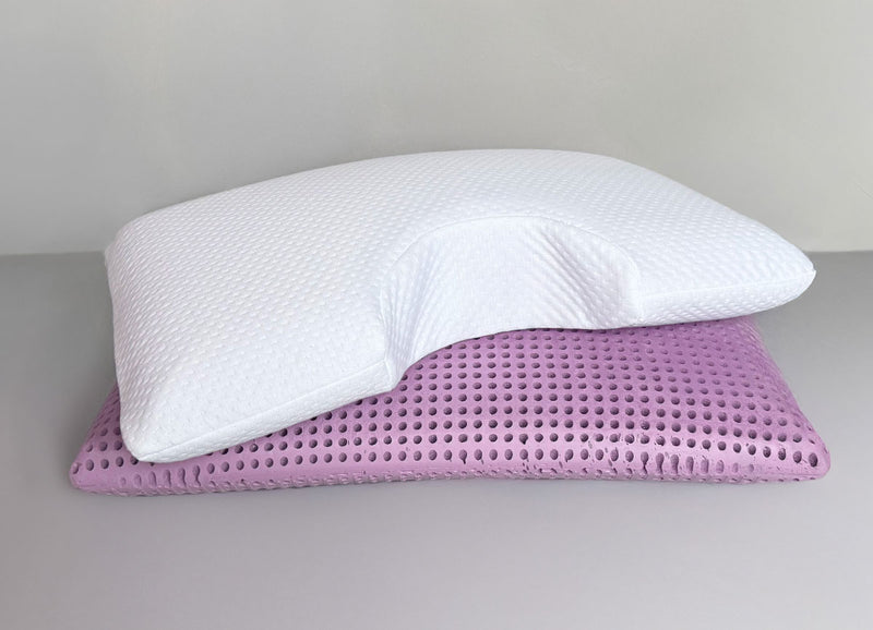 Stack of SleepScents Pillows with Contour version on top