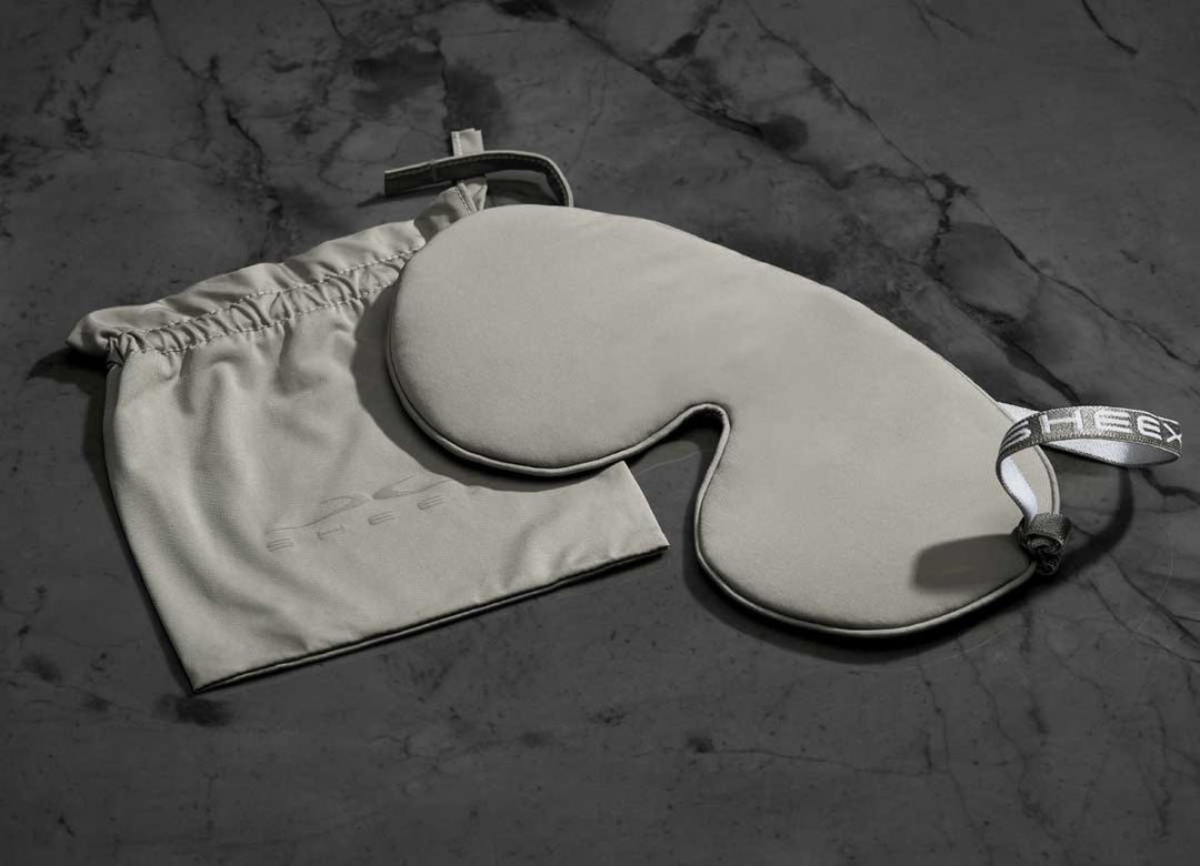 midnight label-sleep mask + travel pouch - stone color