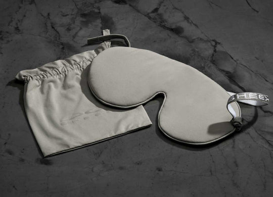 midnight label-sleep mask + travel pouch - stone color